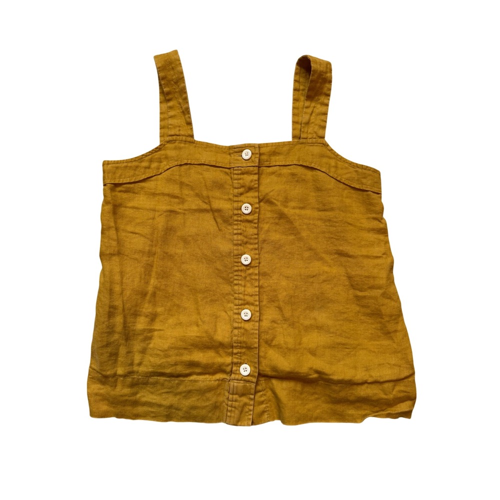 Everlane‎ Mustard Yellow 100% Linen Button Front Apron Tank Top Size 0